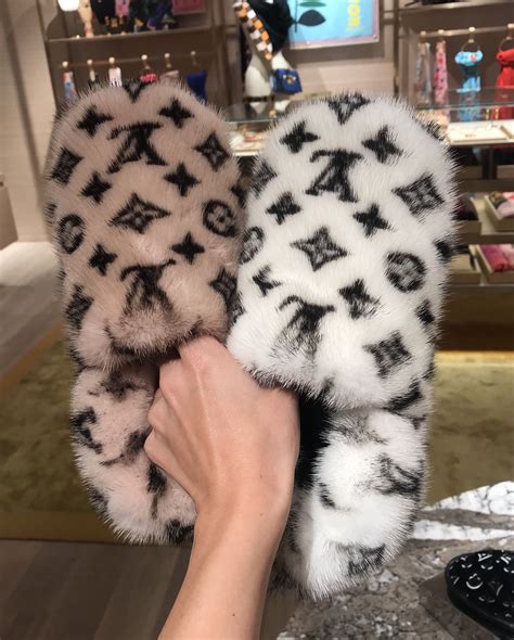 lv fur slippers|louis vuitton slippers female.